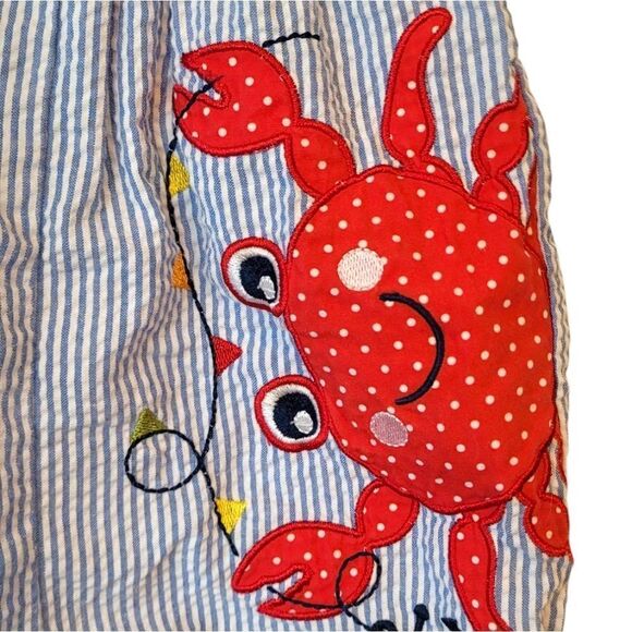 Good Lad Blue Seersucker Crab Motif Romper Size 6 Months - Picture 4 of 6